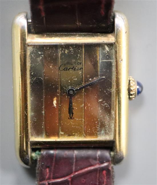 A Must de Cartier vintage ladys gilt 925 wristwatch,